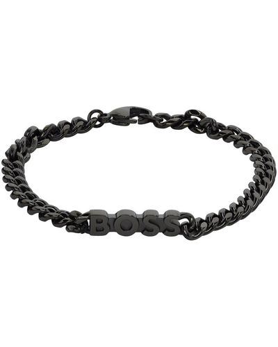 BOSS Bracelet-chainette gris acier - Noir