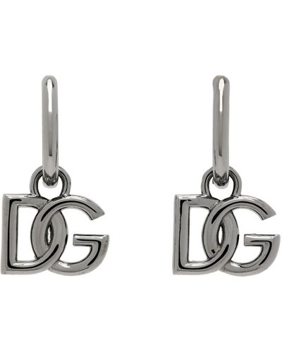 Dolce & Gabbana Boucles d'oreilles gris acier à logo dg - Métallisé
