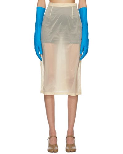 Maison Margiela Jupe midi semi-e blanc cassé - Bleu