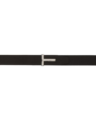 Tom Ford Brown & Black T Icon Reversible Belt