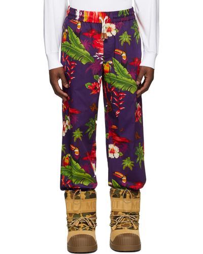 Moncler Genius Pantalon mauve à motif fleuri 8 moncler palm angels - Multicolore