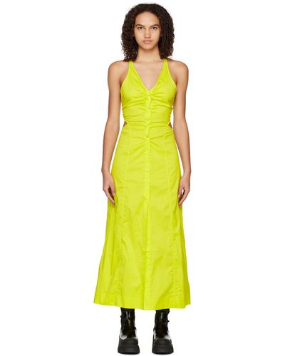 Ganni Yellow Criss-cross Maxi Dress