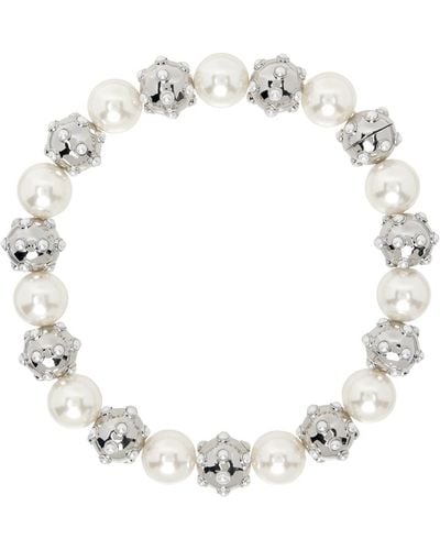 Marc Jacobs Silver & White 'the Pearl Dot Statement' Necklace - Metallic