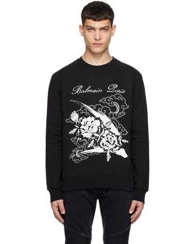 Balmain Flower Print Sweatshirt - Black