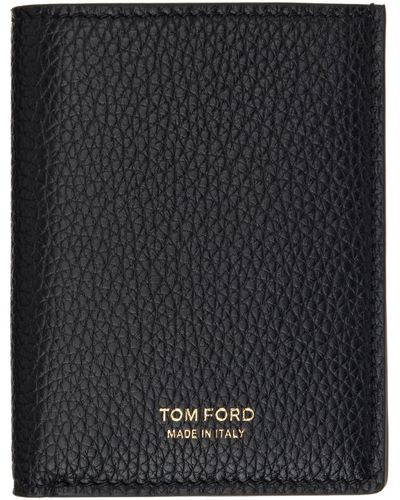 Tom Ford グレインレザー 二つ折りカードケース - ブラック