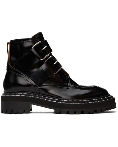 Proenza Schouler Black Lug Sole Buckle Boots