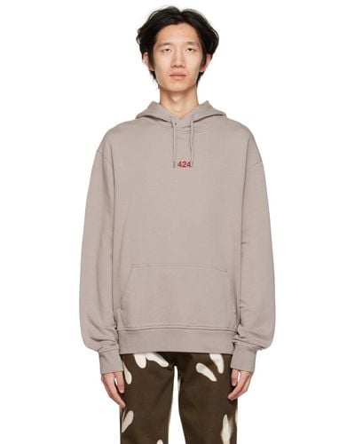 424 Taupe Embroide Hoodie - Grey