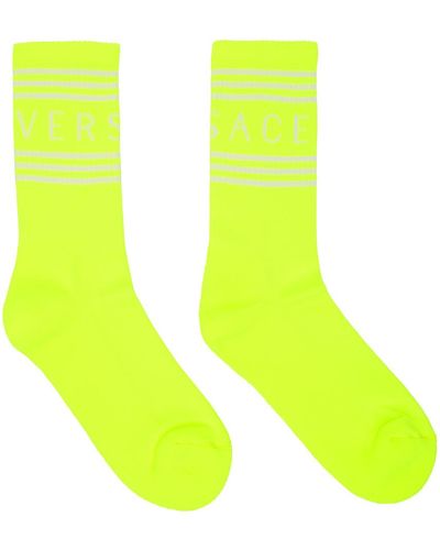 Versace Yellow 90s Vintage Logo Socks - Green