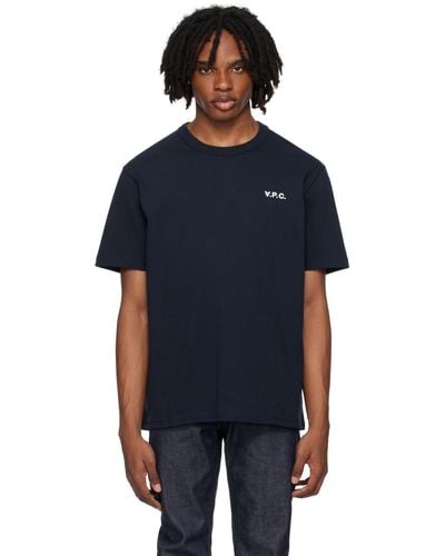 A.P.C. ネイビー フロックロゴ Tシャツ - ブルー