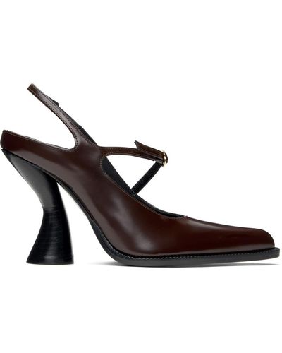 Dries Van Noten Chaussures à talon sculptural brunes à bride arrière - Noir
