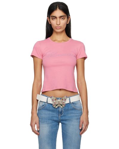 Blumarine Pink Crystal-cut T-shirt - Orange