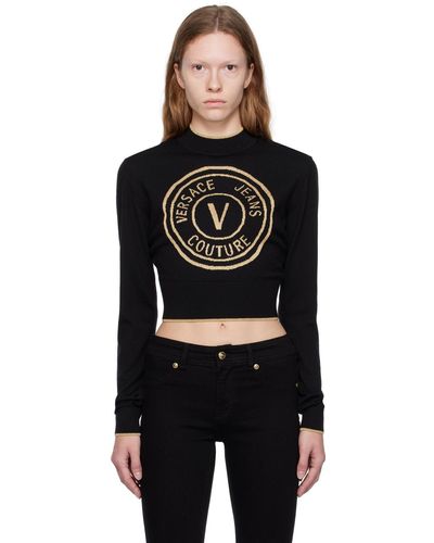 Versace Jeans Couture Pull noir à logo circulaire