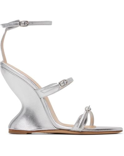 Magda Butrym Silver Inverted Wedge Heeled Sandals - White