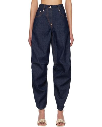 Pushbutton Knee-tuck Jeans - Blue