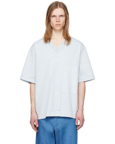 Camiel Fortgens T-shirt bleu à boutons - Blanc