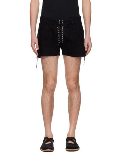 Ludovic de Saint Sernin Lace Up Denim Shorts - Black