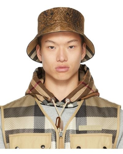 Burberry ファー プリント バケット ハット - ブラウン