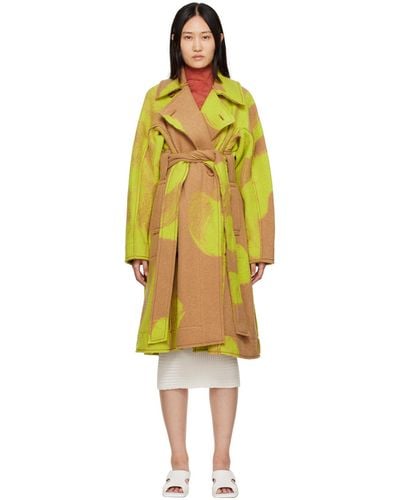 Issey Miyake Manteau grow et vert - Jaune