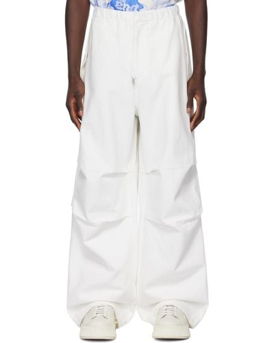 Jil Sander White Embossed Cargo Trousers - Multicolour