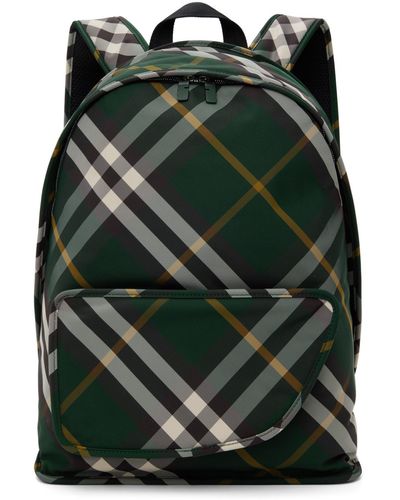 Burberry Grand sac à dos vert à poche en forme de bouclier