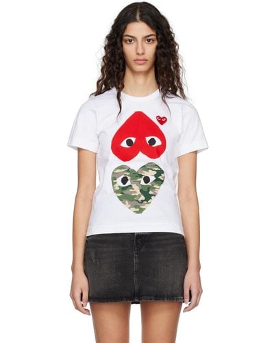 COMME DES GARÇONS PLAY Comme Des Garçons Play Camouflage Upside Down Heart T-shirt - Red
