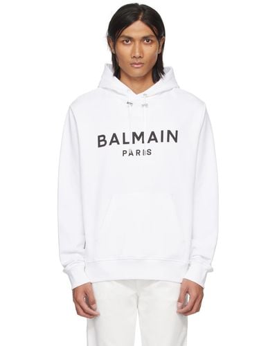Balmain Printed Hoodie - White