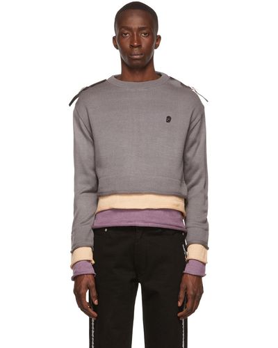 Youths in Balaclava Cotton Sweater - Gray