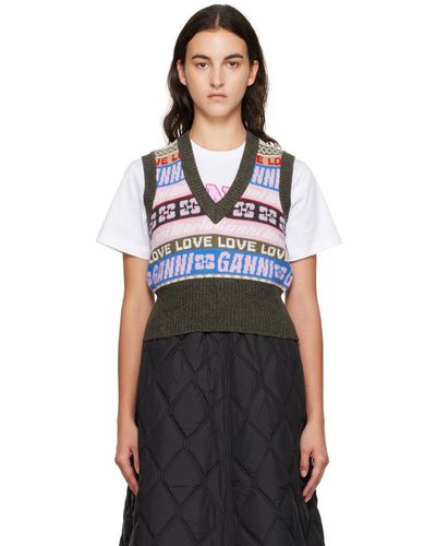 Ganni Multicolour Graphic Vest - Black