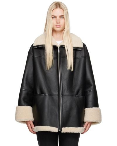 Totême Signature Shearling Jacket - Black