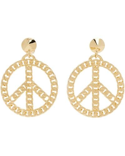 Moschino Gold Love & Peace Earrings - White