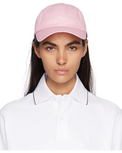 we11done Pink Embroidered Cap - White