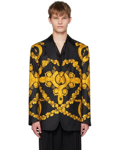 Versace Black Maschera Baroque Blazer - Orange