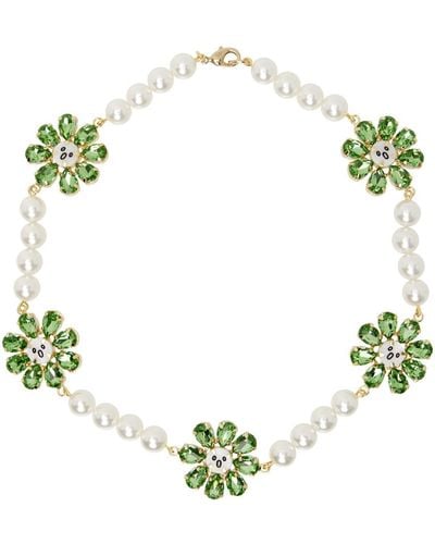 Charles Jeffrey Crazy Daisy Pearl Necklace - Green