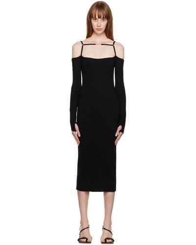 Jacquemus La Robe Sierra Square-neck Knitted Midi Dress - Black