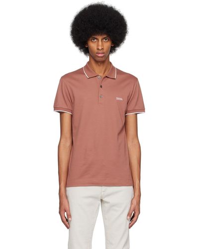 ZEGNA Burgundy Embroidered Polo - Multicolor