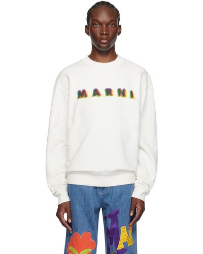 Marni オフホワイト ロゴプリント スウェットシャツ - ブラック