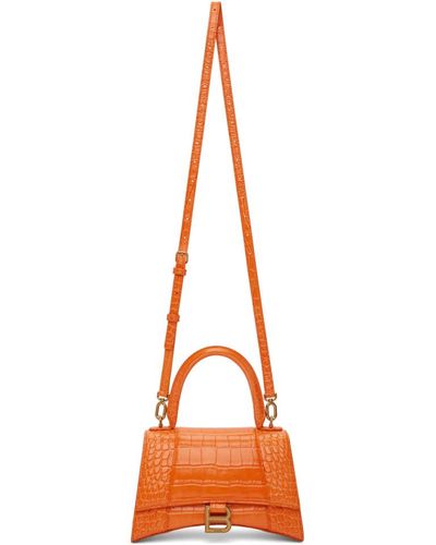 Balenciaga Orange Croc Small Hourglass Bag