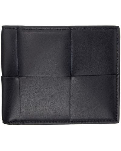 Bottega Veneta ネイビー Cassette 二つ折り財布 - ブラック