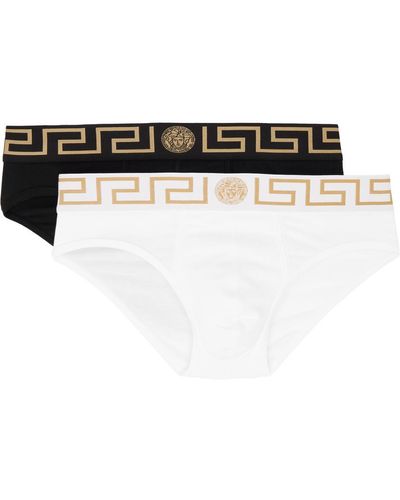 Versace Ensemble de deux slips noir et blanc à motif à clé grecque