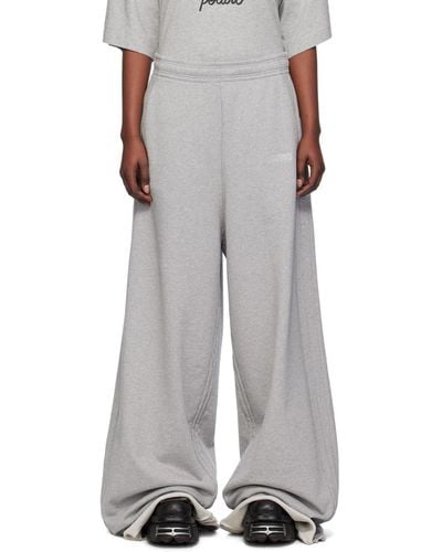 Vetements Grey Rolled Cuff Lounge Pants - White