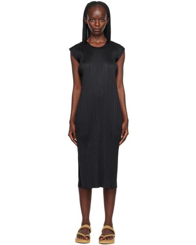 Pleats Please Issey Miyake Black Monthly Colours July Midi Dress
