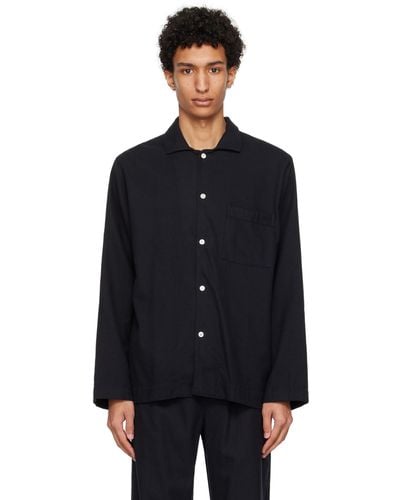Tekla Oversized Pajama Shirt - Black