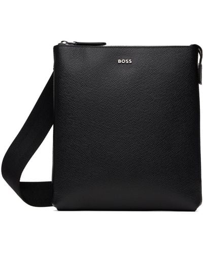 BOSS Structured Leather Pouch - Black