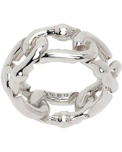 Bottega Veneta Silver Chain Link Ring - Metallic