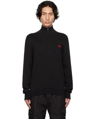 HUGO Black Half-zip Sweater