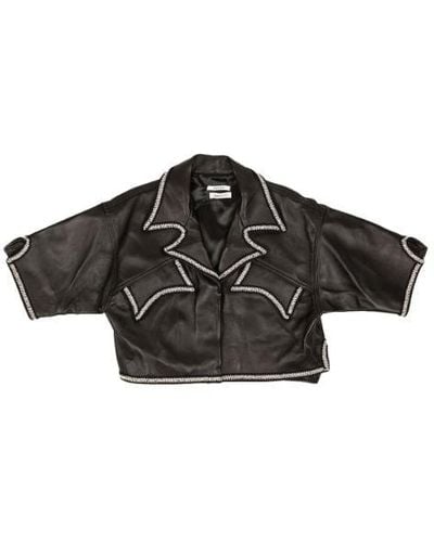 Rhude Lace-trim Leather Shirts "black"