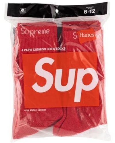 Supreme Hanes Crew Socks 4 Pack - Black