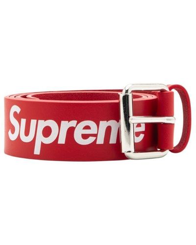 Supreme Repeat Leather Belt "red" - Black