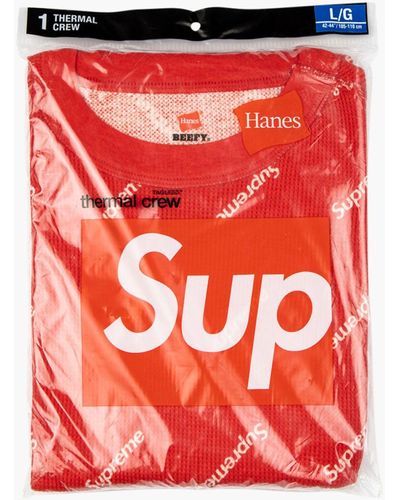 Supreme Hanes Thermal Crew "fw 20" - Red
