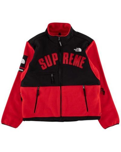 Supreme Tnf Arc Logo Denali Fleece Jacket "ss 19" - Red